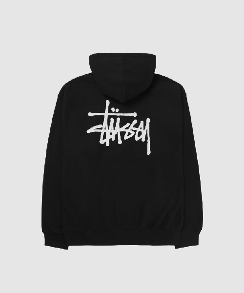 [스투시] 베이직 로고 후드티 (기모)_블랙 S